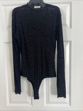 Long Sleeve Black Leopard Burnout Bodysuit